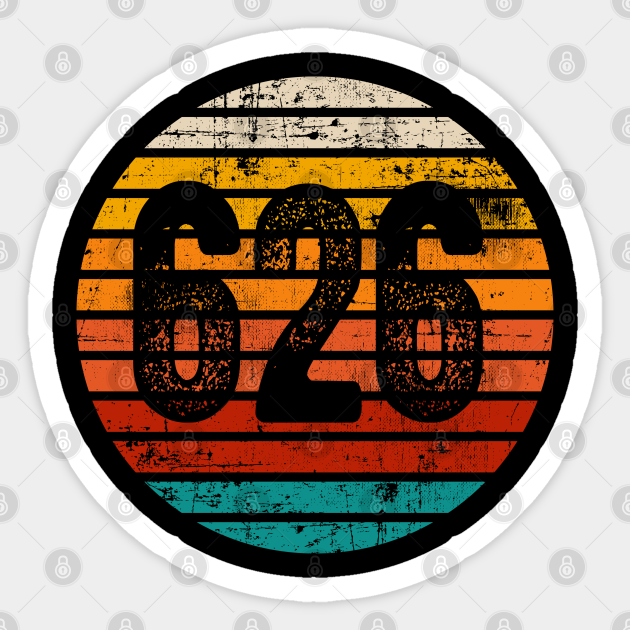 Distressed Vintage Sunset 626 Area Code - 626 Area Code - Sticker ...